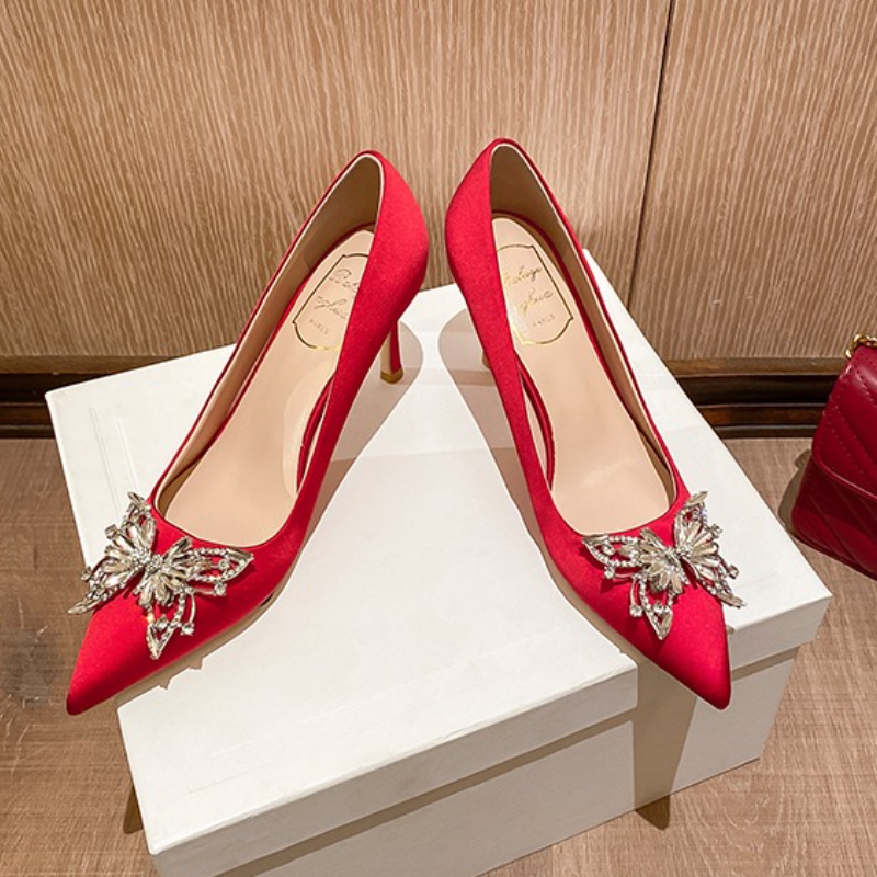 Women'S Fashion Uk 2025 - Red Satin High Heels Women's Wedding