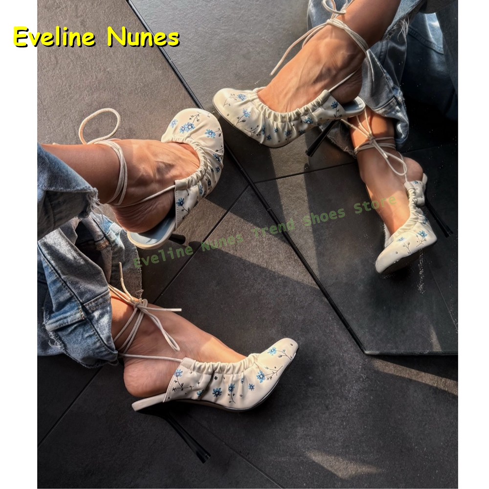 Women'S Fashion Boots - Cream White Floral Print Mary Jane