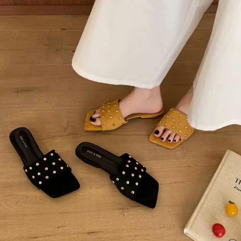 Women Fashion Heels - Fashion Metal Rivet Women Square Head