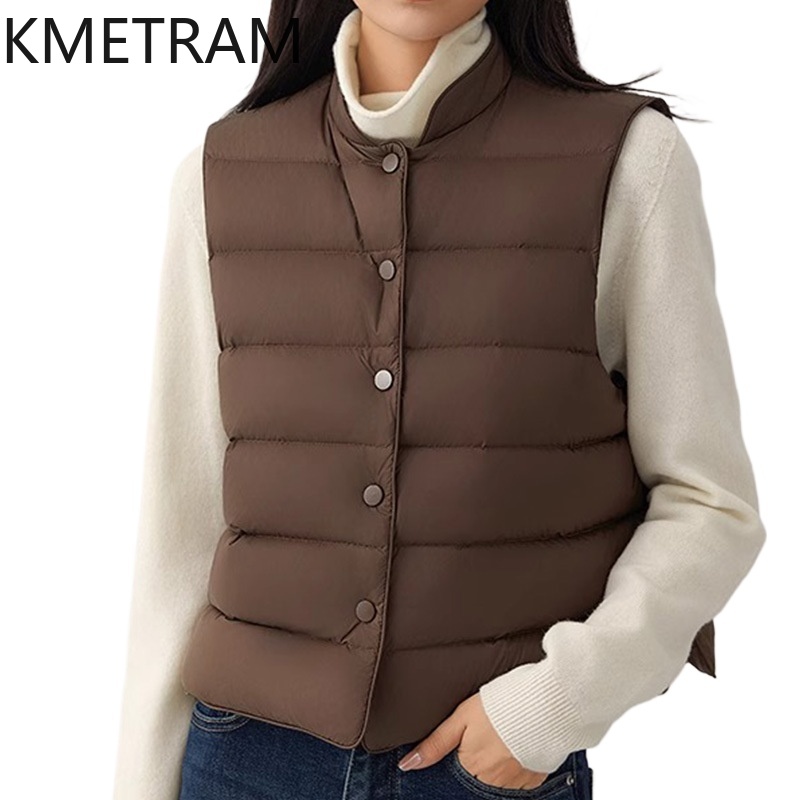 Puffer Vest Fashion Women - KMETRAM White Goose Down Vest Sleeveless