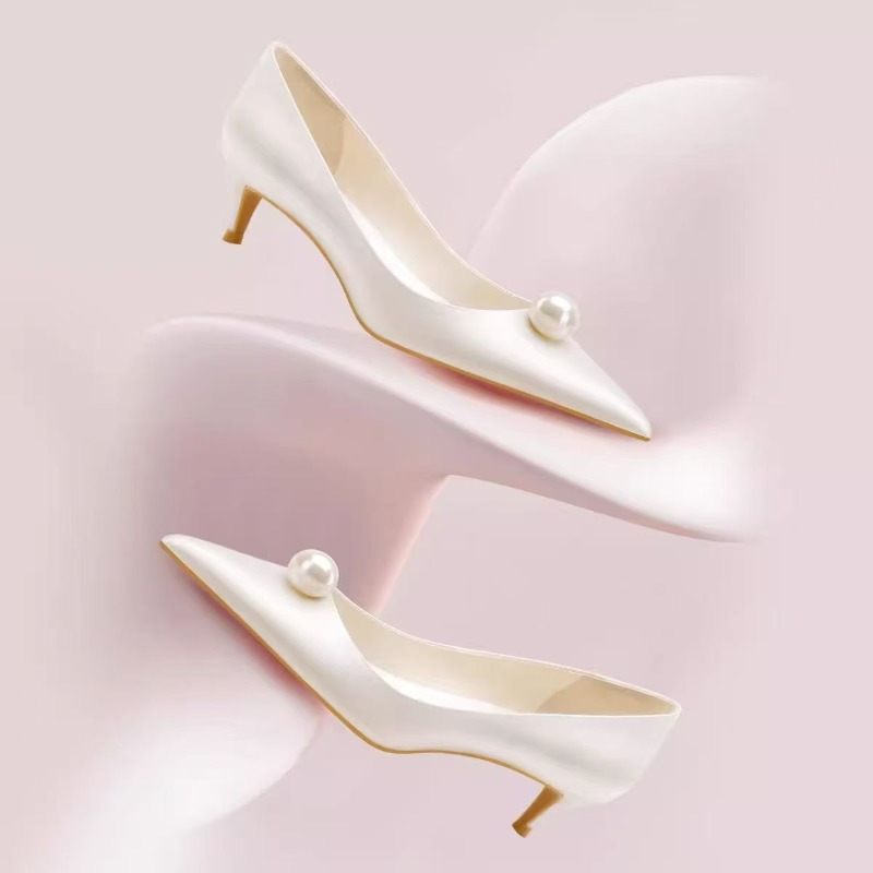 Women Fashion Heels - 2026 New Luxury Designer White Satin