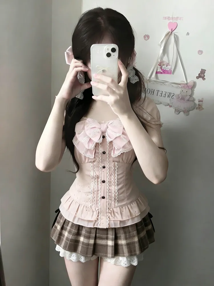 Lace Trim Cami - Japanese Sweet Three Piece Set Women