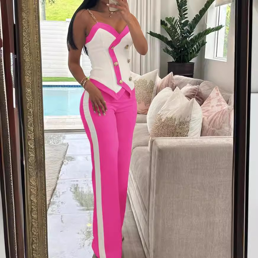 Women Side Striped Work Suit S - Lace Trim Cami reseña y precio