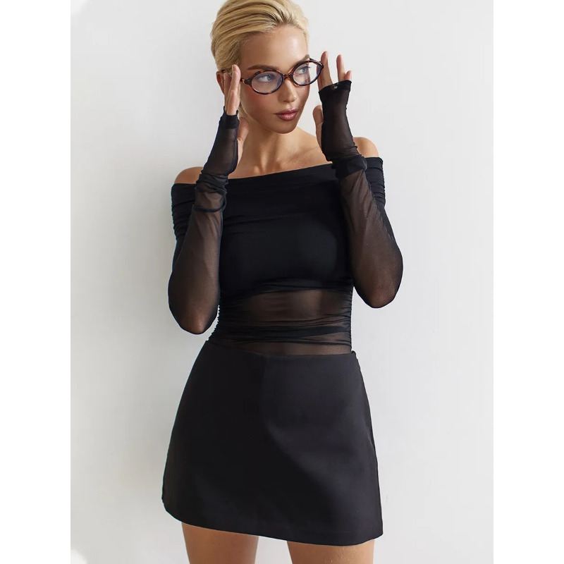 Women  Mesh Off Shoulder Top S - Off Shoulder Top reseña y precio
