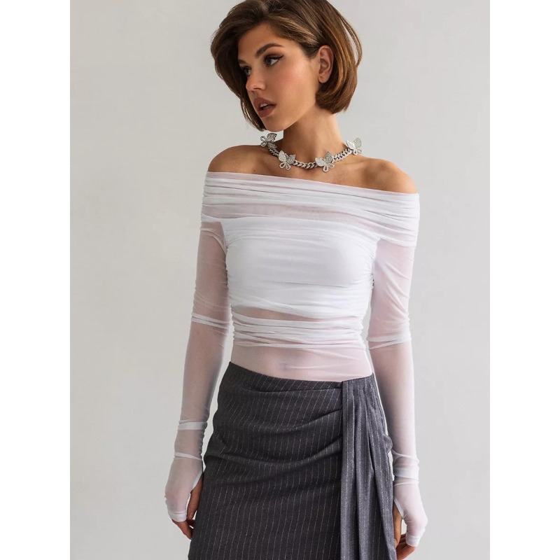 Women  Mesh Off Shoulder Top S - Off Shoulder Top reseña y precio