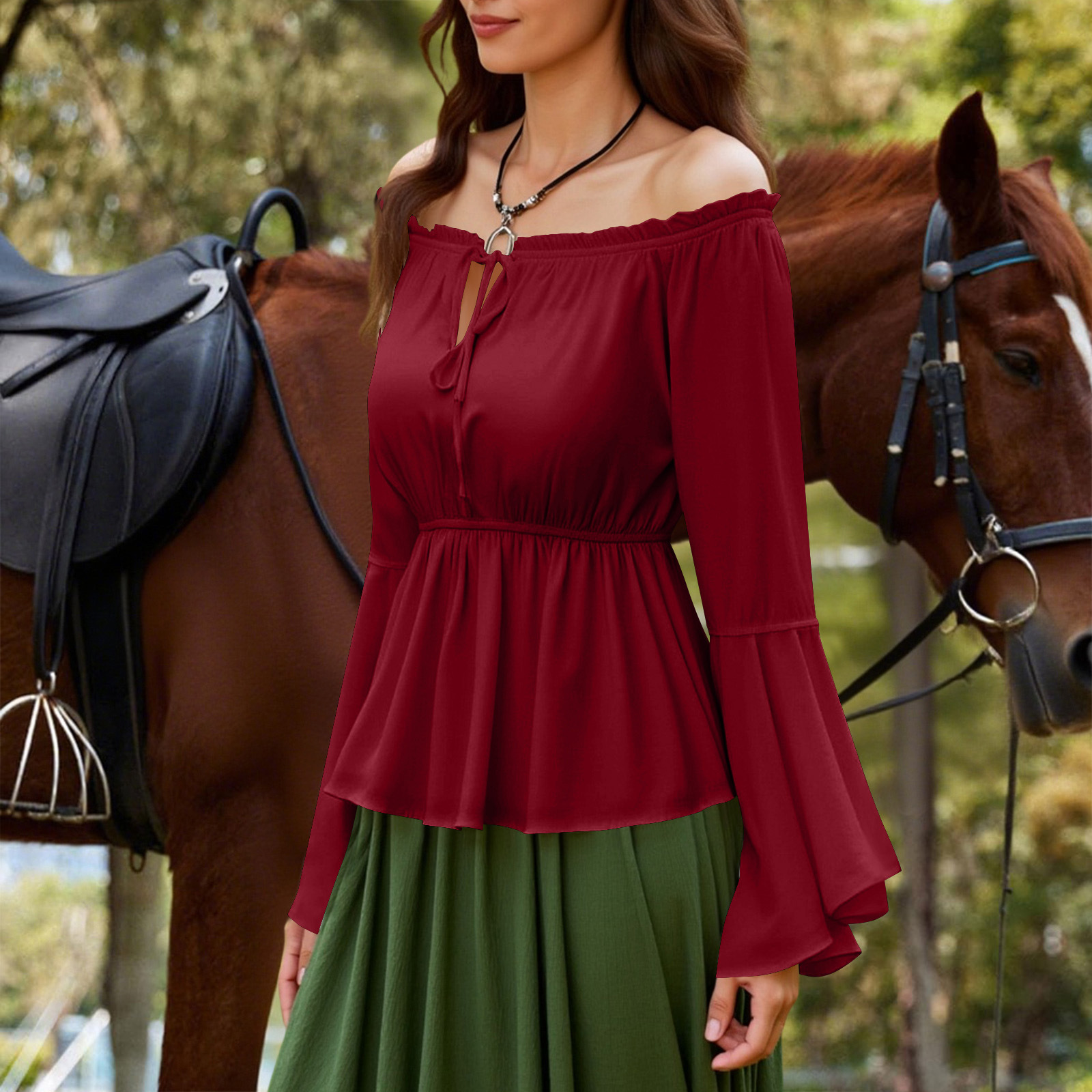 Womens Blouse Gothic Renaissan - Off Shoulder Top reseña y precio