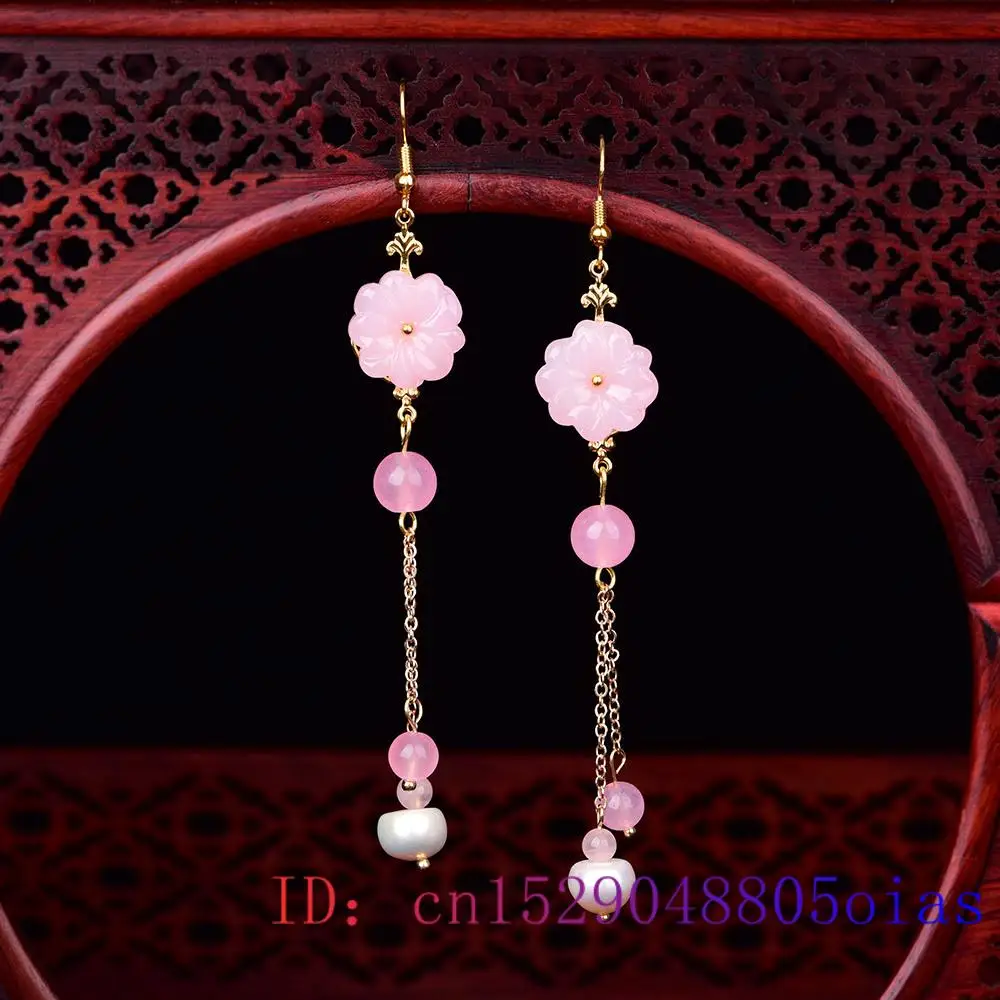 Pink Jade Flower Earrings Chal - Women Fashion Jewellery reseña y precio