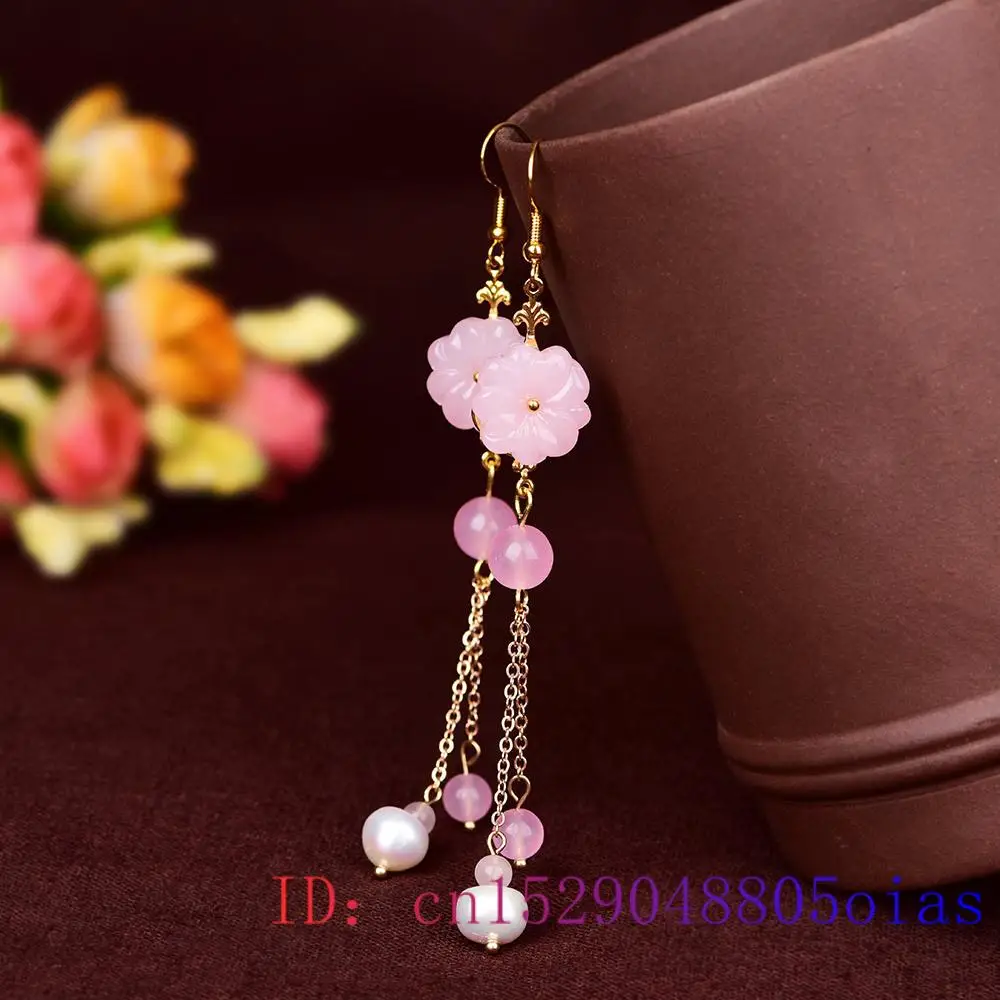 Pink Jade Flower Earrings Chal - Women Fashion Jewellery reseña y precio