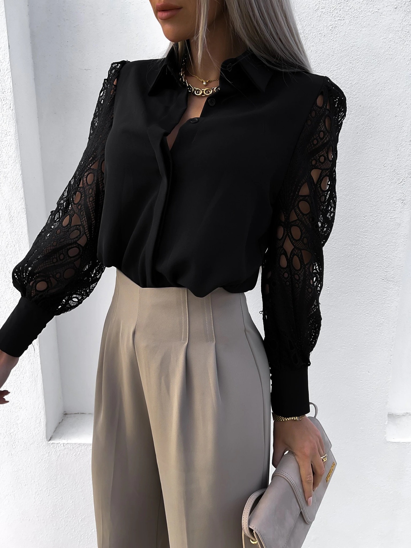Women Elegant Solid Chiffon Bl - Wrap Blouse Chiffon reseña y precio