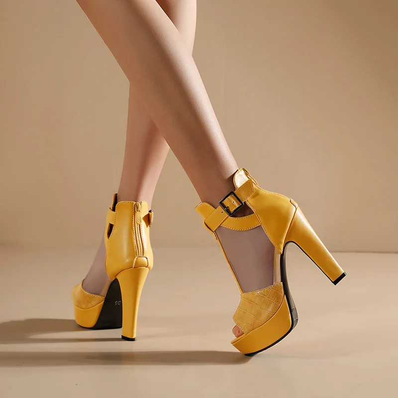 Yellow Mesh Platform Sandals W - Women'S Fashion Boots reseña y precio