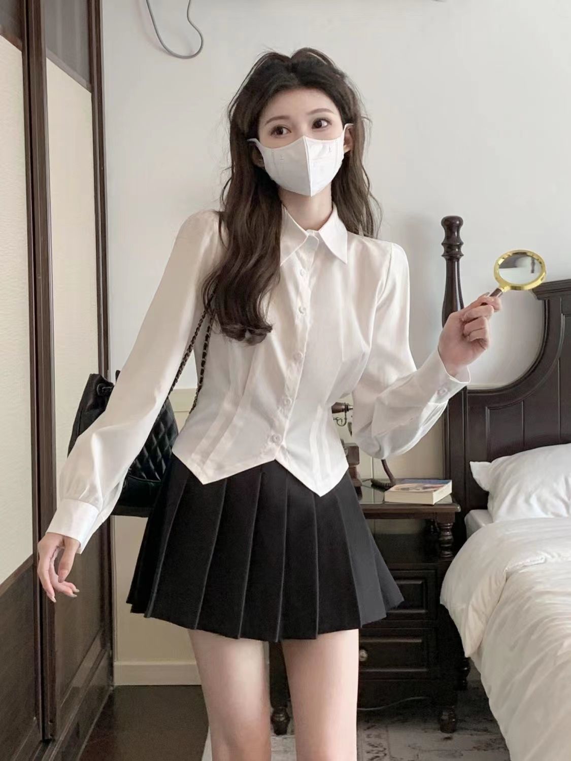 2000s White Long sleeve Vintag - Wrap Blouse Chiffon reseña y precio