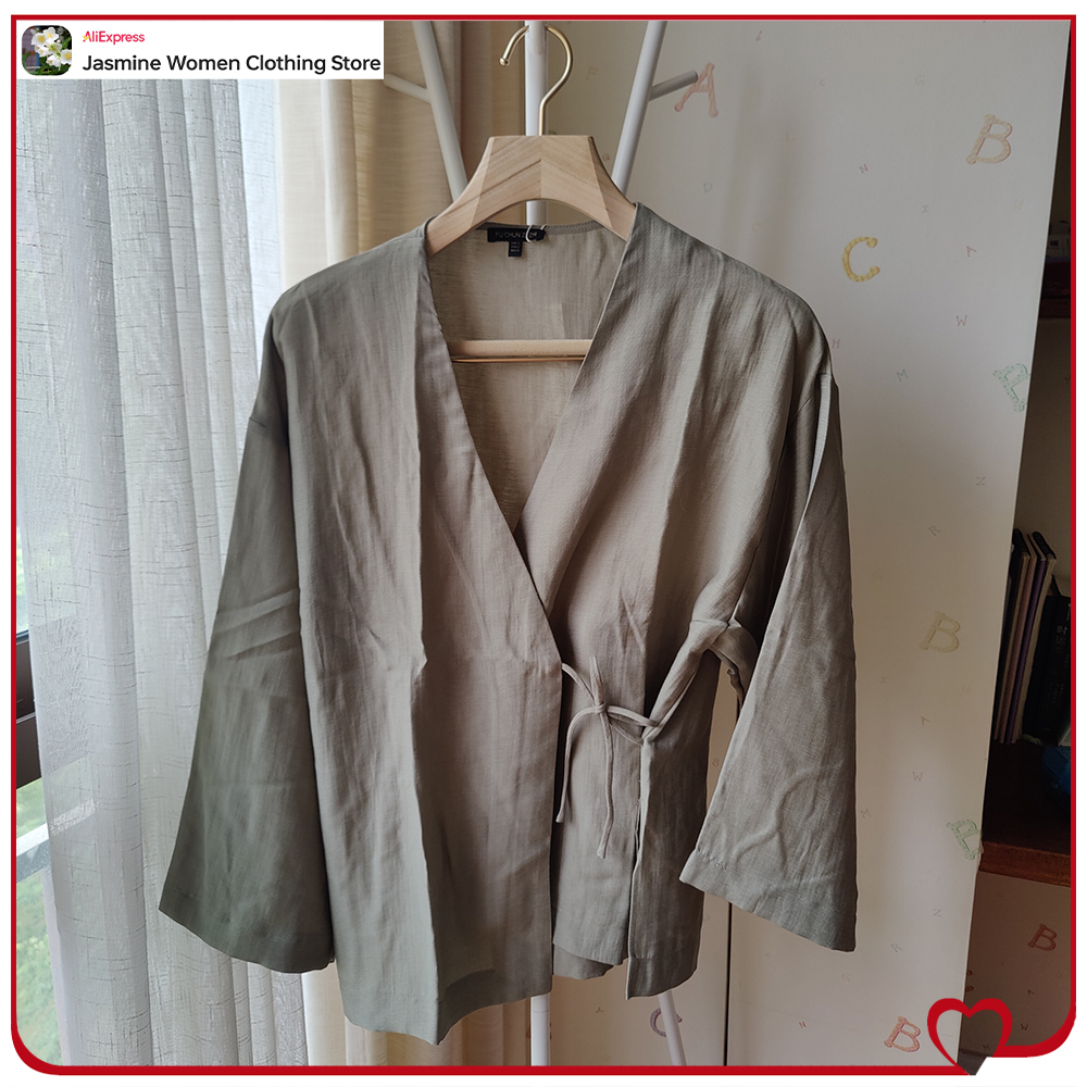 Comfy Olive Blouse with Ties L - Lace Trim Cami reseña y precio