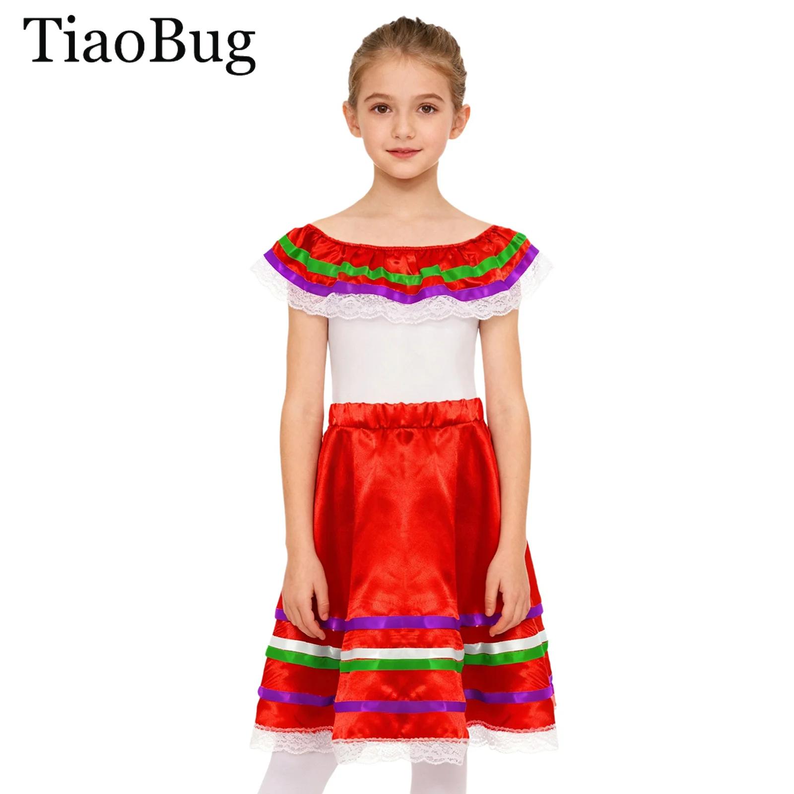 Girls Mexican Flamenco Dance D - Off Shoulder Top reseña y precio