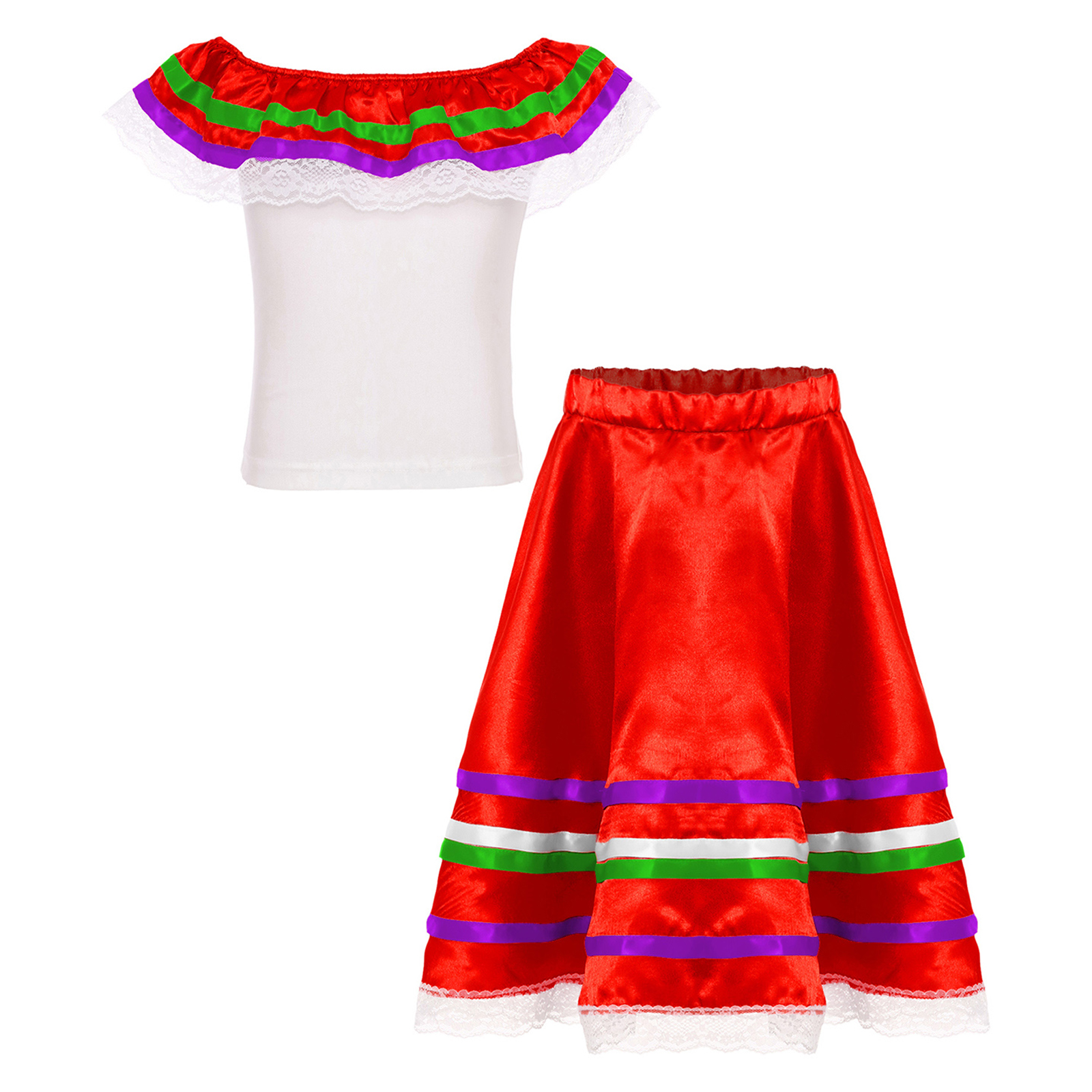 Girls Mexican Flamenco Dance D - Off Shoulder Top reseña y precio