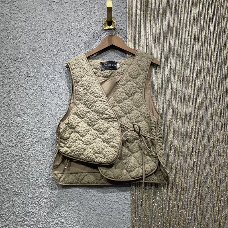 Vintage Women Lace-up V-neck S - Puffer Vest Fashion Women reseña y precio