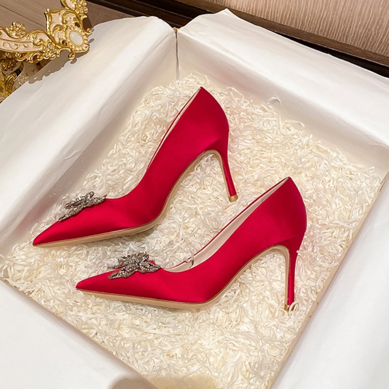 Red Satin High Heels Women's W - Women'S Fashion Uk 2025 reseña y precio