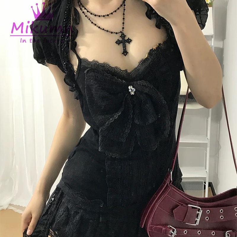 Mikumn Gothic Lolita Black Lac - Lace Trim Cami reseña y precio
