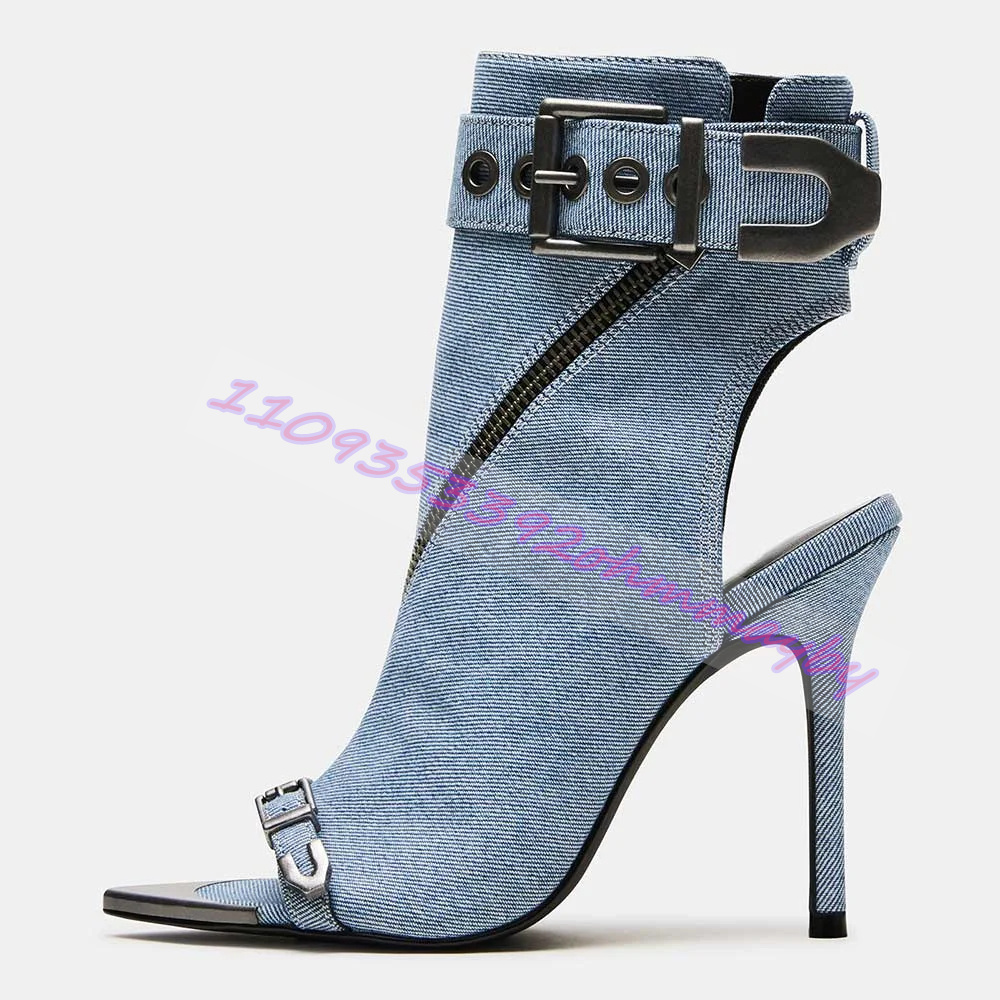 Summer Blue Denim Pointed-Toe  - Women'S Fashion Boots reseña y precio