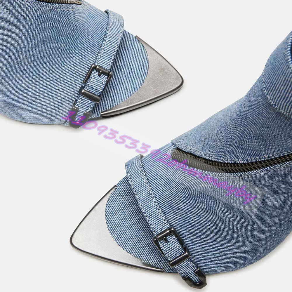 Summer Blue Denim Pointed-Toe  - Women'S Fashion Boots reseña y precio