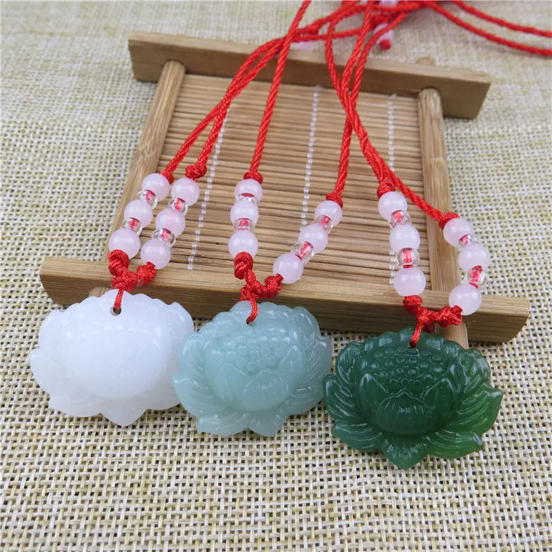 Natural Green Jade Lotus Penda - Women Fashion Jewellery reseña y precio