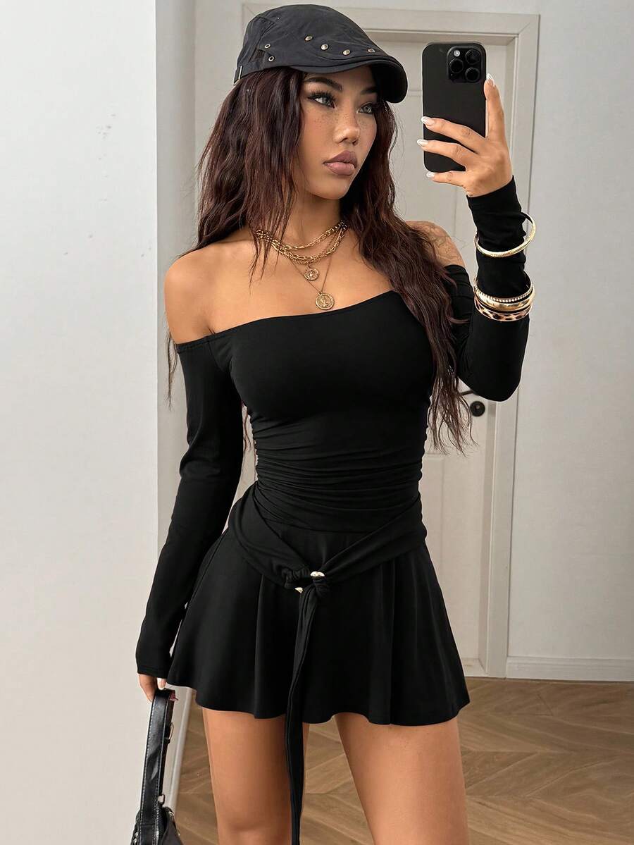 Off Shoulder Fitted Long Sleev - Off Shoulder Top reseña y precio