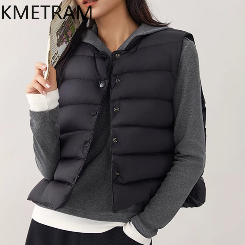KMETRAM White Goose Down Vest  - Puffer Vest Fashion Women reseña y precio