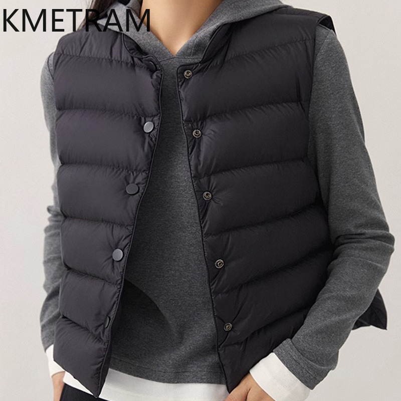 KMETRAM White Goose Down Vest  - Puffer Vest Fashion Women reseña y precio