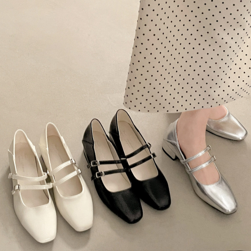 Square Toe Low Heel Women Silv - Women Fashion Heels reseña y precio