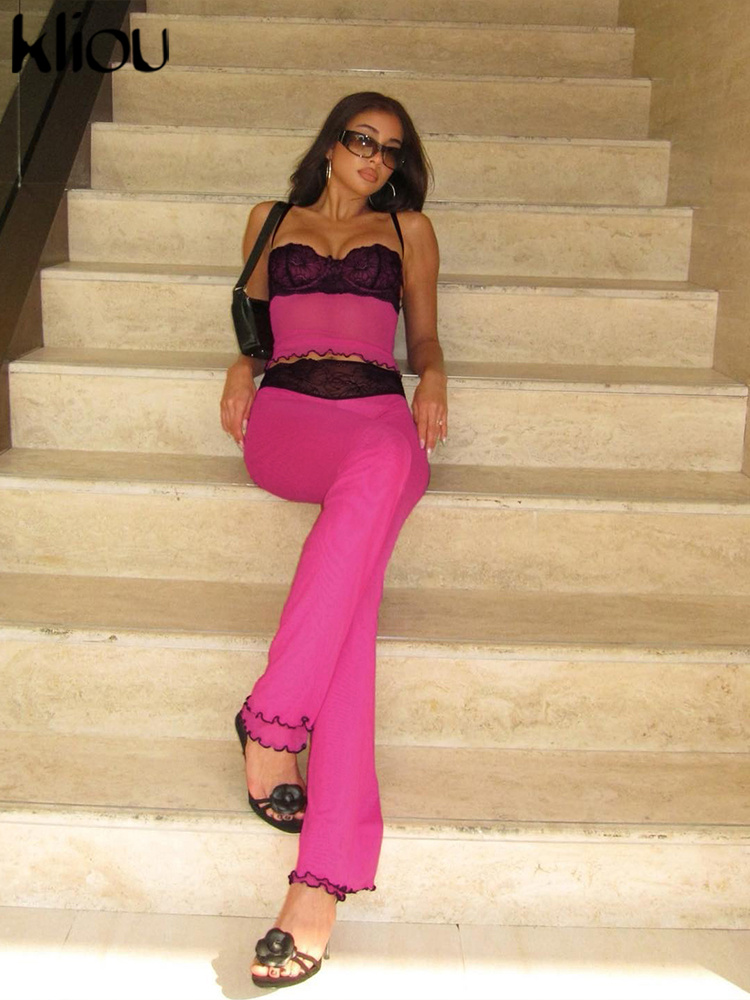 kliou Thin Sheer Women 2 Piece - Lace Trim Cami reseña y precio