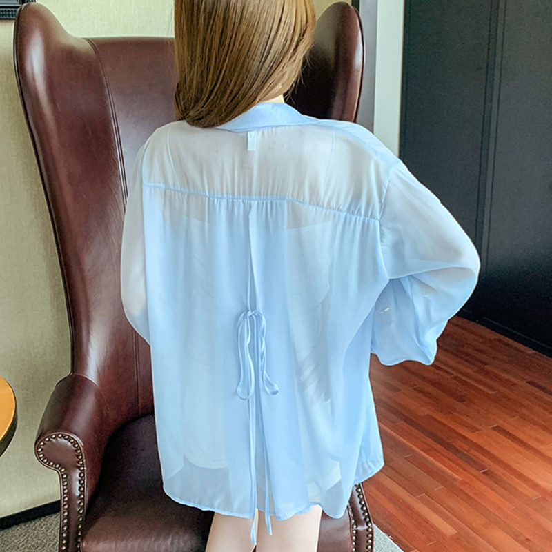 Tie Back Button Down Shirt Wom - Wrap Blouse Chiffon reseña y precio