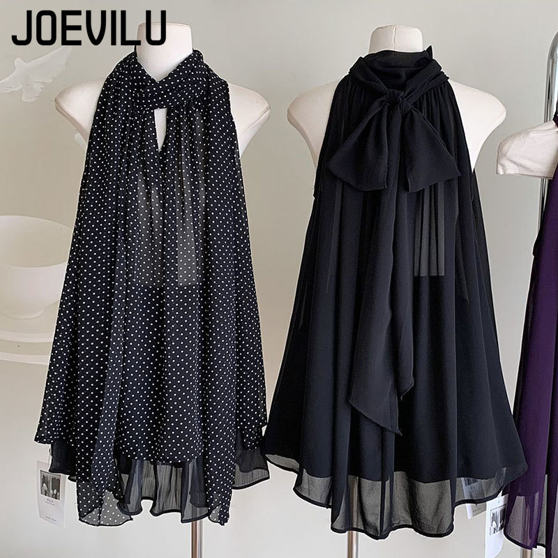 JOEVILU Sleeveless Lace Up Hal - Wrap Blouse Chiffon reseña y precio