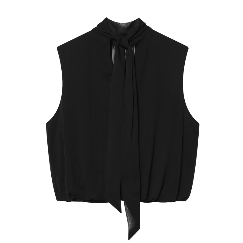Black Draped Front Blouse Wome - Wrap Blouse Chiffon reseña y precio
