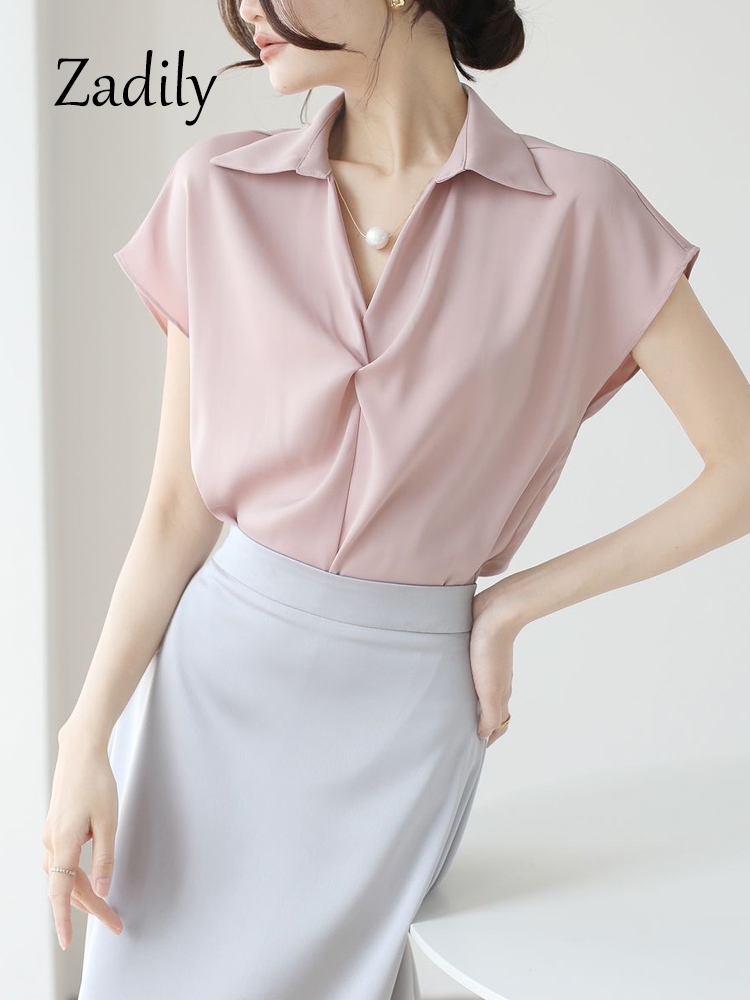 Women's Satin Wrap Front Blous - Wrap Blouse Chiffon reseña y precio