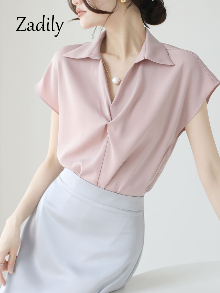 Women's Satin Wrap Front Blous - Wrap Blouse Chiffon reseña y precio