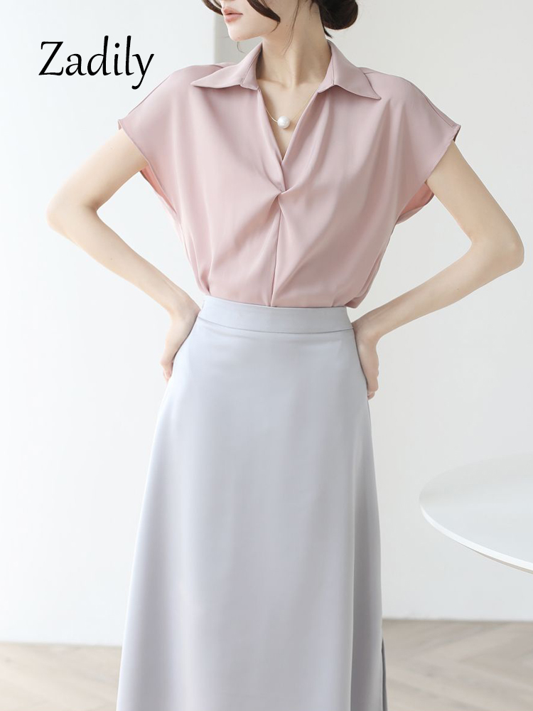 Women's Satin Wrap Front Blous - Wrap Blouse Chiffon reseña y precio