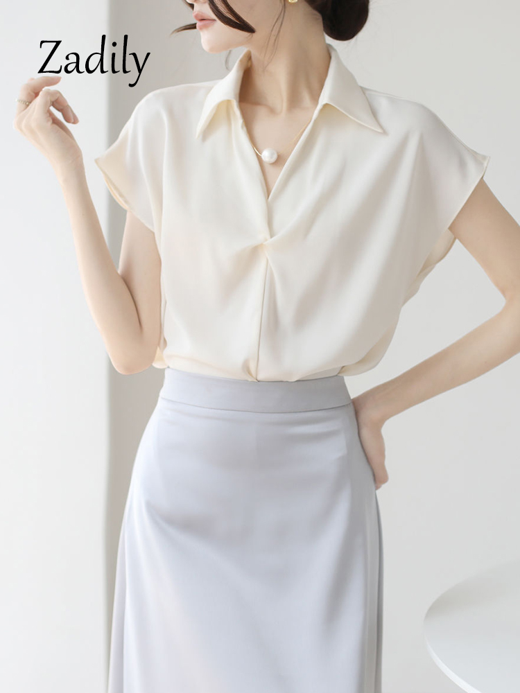 Women's Satin Wrap Front Blous - Wrap Blouse Chiffon reseña y precio