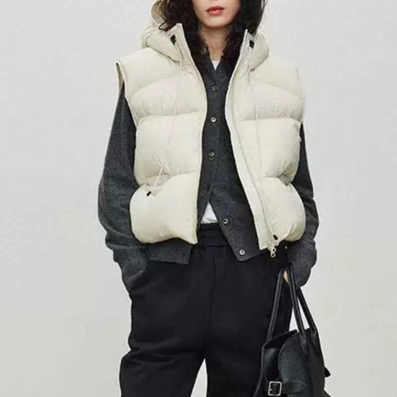 Women White Duck Down Vest Win - Puffer Vest Fashion Women reseña y precio