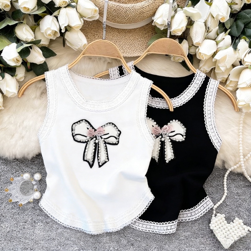 White Lace Trim Rhinestone Bow - Lace Trim Cami reseña y precio