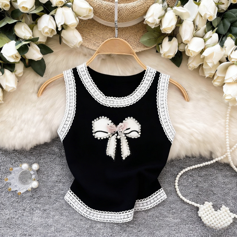 White Lace Trim Rhinestone Bow - Lace Trim Cami reseña y precio