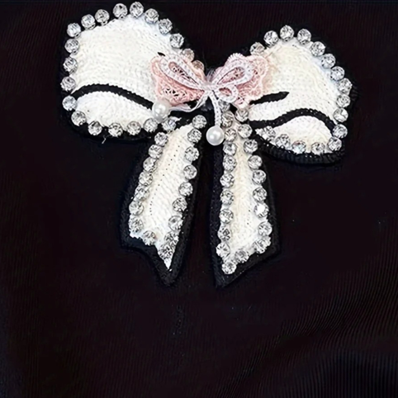 White Lace Trim Rhinestone Bow - Lace Trim Cami reseña y precio