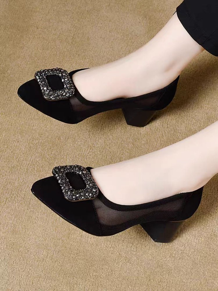 Elegant Pointed Toe Mesh Block - Women Fashion Heels reseña y precio