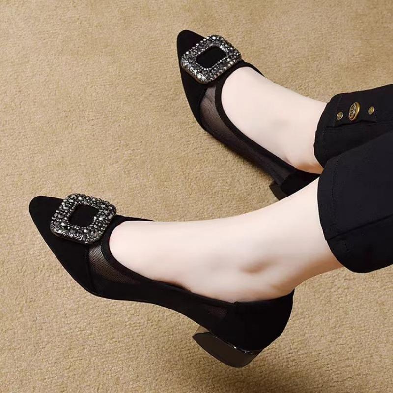 Elegant Pointed Toe Mesh Block - Women Fashion Heels reseña y precio